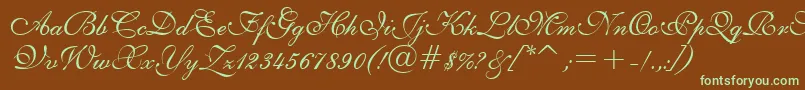 English111PrestoBt Font – Green Fonts on Brown Background