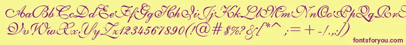 Шрифт English111PrestoBt – фиолетовые шрифты на жёлтом фоне
