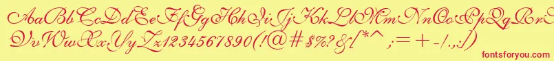 English111PrestoBt Font – Red Fonts on Yellow Background