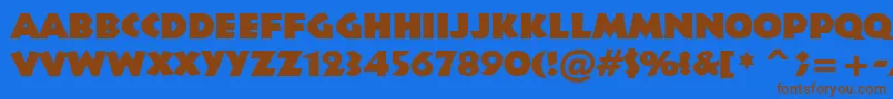 フォントInfr011k – 茶色の文字が青い背景にあります。