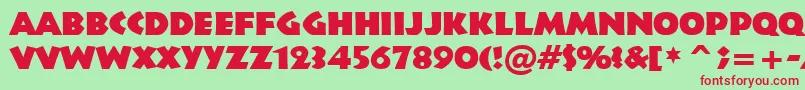 フォントInfr011k – 赤い文字の緑の背景