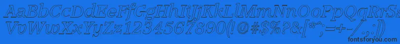 Шрифт AccoladeoutlineItalic – чёрные шрифты на синем фоне