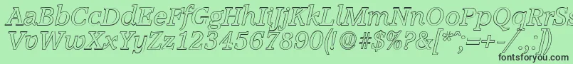 AccoladeoutlineItalic-Schriftart – Schwarze Schriften auf grünem Hintergrund