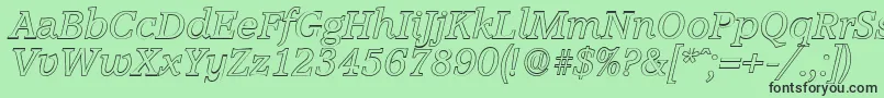 Fonte AccoladeoutlineItalic – fontes pretas em um fundo verde