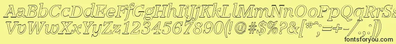 Fonte AccoladeoutlineItalic – fontes pretas em um fundo amarelo