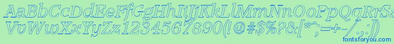 AccoladeoutlineItalic Font – Blue Fonts on Green Background