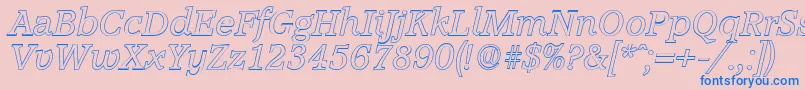 Police AccoladeoutlineItalic – polices bleues sur fond rose