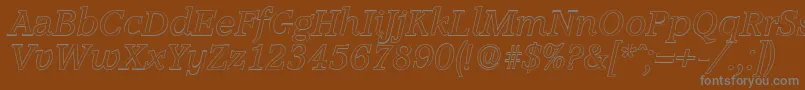 AccoladeoutlineItalic-Schriftart – Graue Schriften auf braunem Hintergrund