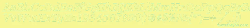 AccoladeoutlineItalic Font – Green Fonts on Yellow Background