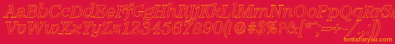 AccoladeoutlineItalic Font – Orange Fonts on Red Background