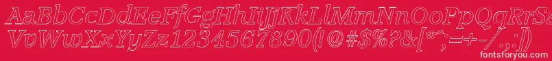 フォントAccoladeoutlineItalic – 赤い背景にピンクのフォント
