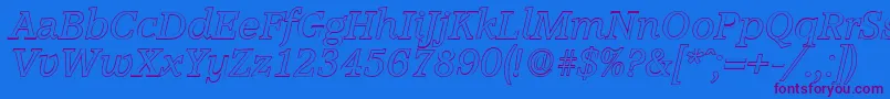フォントAccoladeoutlineItalic – 紫色のフォント、青い背景