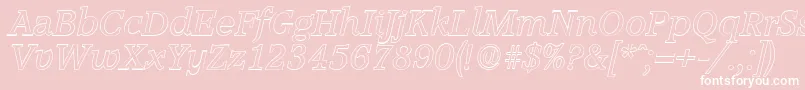 AccoladeoutlineItalic-fontti – valkoiset fontit vaaleanpunaisella taustalla