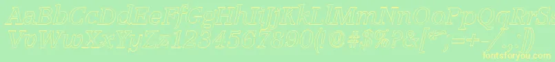 AccoladeoutlineItalic Font – Yellow Fonts on Green Background