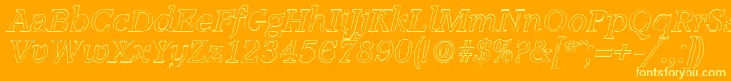 AccoladeoutlineItalic Font – Yellow Fonts on Orange Background