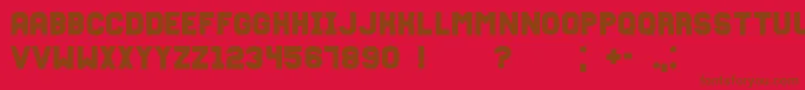 Więcej informacji o czcionce Fixationgrunged Czcionka Fixationgrunged – brązowe czcionki na czerwonym tle