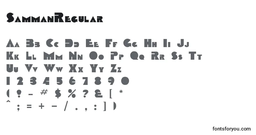 Czcionka SammanRegular – alfabet, cyfry, specjalne znaki