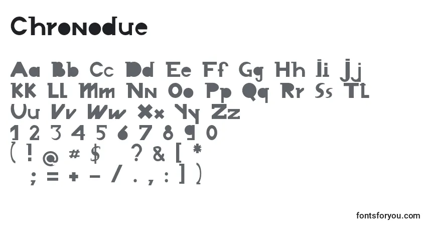 Schriftart Chronodue – Alphabet, Zahlen, spezielle Symbole