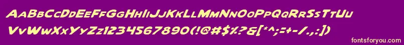 Quarti-Schriftart – Gelbe Schriften auf violettem Hintergrund