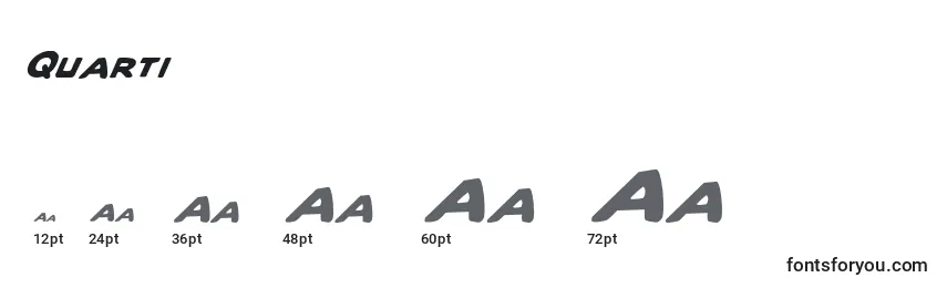 Размеры шрифта Quarti