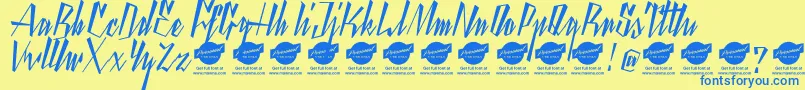 YantyscriptDemo Font – Blue Fonts on Yellow Background