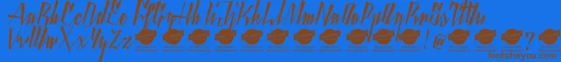 YantyscriptDemo Font – Brown Fonts on Blue Background