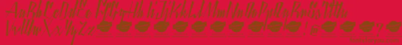 YantyscriptDemo-Schriftart – Braune Schriften auf rotem Hintergrund