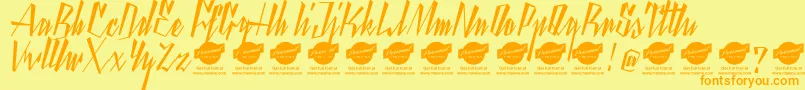 YantyscriptDemo-Schriftart – Orangefarbene Schriften auf gelbem Hintergrund