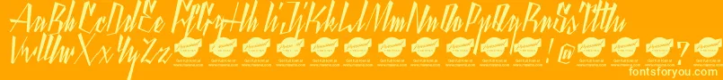 YantyscriptDemo Font – Yellow Fonts on Orange Background