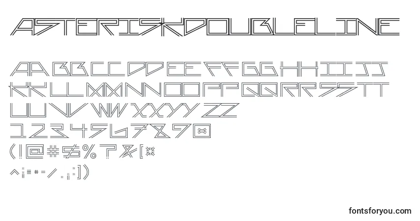 A fonte AsteriskDoubleline – alfabeto, números, caracteres especiais