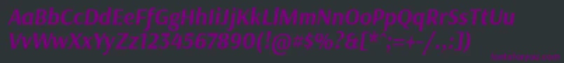 Fonte ArsenalBolditalic – fontes roxas em um fundo preto