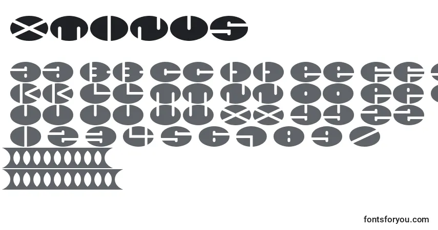 Czcionka Xminus – alfabet, cyfry, specjalne znaki