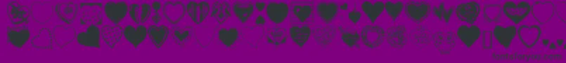 HeartsGalore-Schriftart – Schwarze Schriften auf violettem Hintergrund