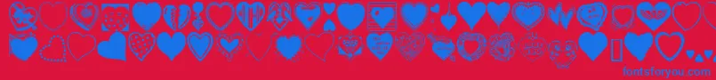 HeartsGalore Font – Blue Fonts on Red Background