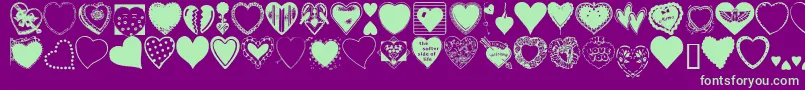 HeartsGalore Font – Green Fonts on Purple Background