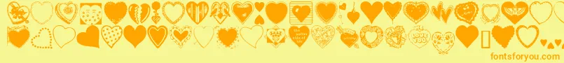 Fonte HeartsGalore – fontes laranjas em um fundo amarelo