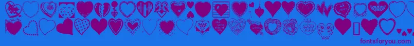 HeartsGalore Font – Purple Fonts on Blue Background