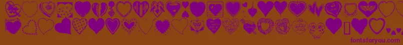 HeartsGalore-Schriftart – Violette Schriften auf braunem Hintergrund