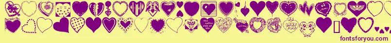 HeartsGalore Font – Purple Fonts on Yellow Background