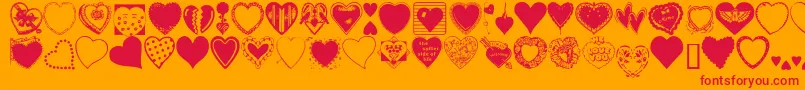 HeartsGalore Font – Red Fonts on Orange Background