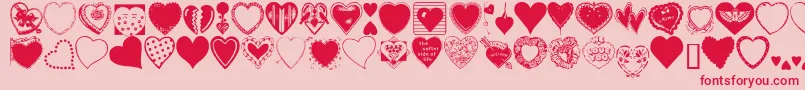 HeartsGalore Font – Red Fonts on Pink Background