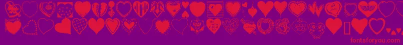 HeartsGalore-Schriftart – Rote Schriften auf violettem Hintergrund