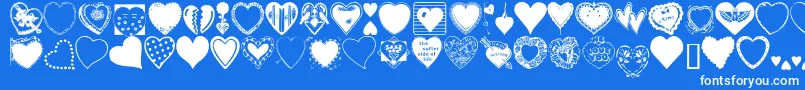 HeartsGalore Font – White Fonts on Blue Background