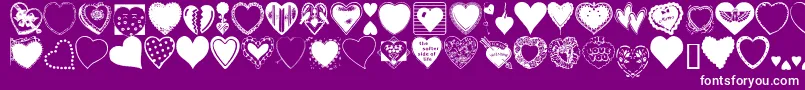 HeartsGalore-fontti – valkoiset fontit violetilla taustalla