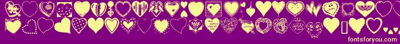 Fonte HeartsGalore – fontes amarelas em um fundo roxo