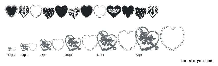 HeartsGalore Font Sizes