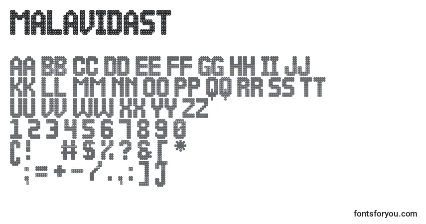 Шрифт MalaVidaSt – алфавит, цифры, специальные символы