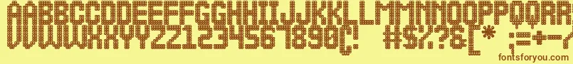 Saiba mais sobre a fonte MalaVidaSt Fonte MalaVidaSt – fontes marrons em um fundo amarelo