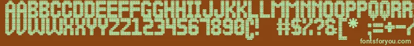 フォントMalaVidaSt – 緑色の文字が茶色の背景にあります。