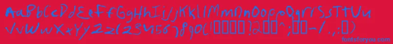 Czcionka Frushand – niebieskie czcionki na czerwonym tle